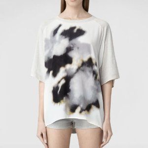 All Saints top silk Aura panel tee sz M